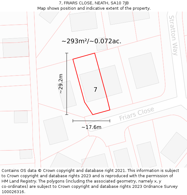 7, FRIARS CLOSE, NEATH, SA10 7JB: Plot and title map