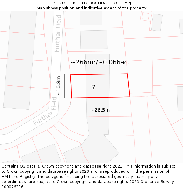 7, FURTHER FIELD, ROCHDALE, OL11 5PJ: Plot and title map