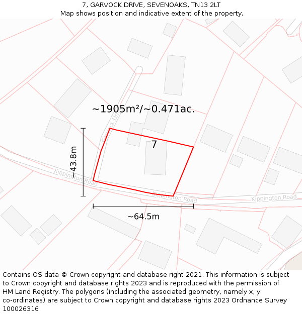 7, GARVOCK DRIVE, SEVENOAKS, TN13 2LT: Plot and title map