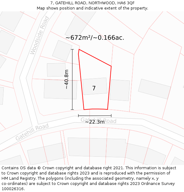 7, GATEHILL ROAD, NORTHWOOD, HA6 3QF: Plot and title map