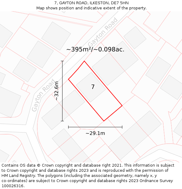 7, GAYTON ROAD, ILKESTON, DE7 5HN: Plot and title map