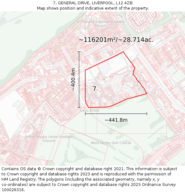 7, GENERAL DRIVE, LIVERPOOL, L12 4ZB: Plot and title map