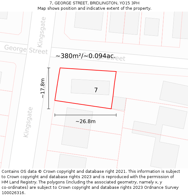 7, GEORGE STREET, BRIDLINGTON, YO15 3PH: Plot and title map