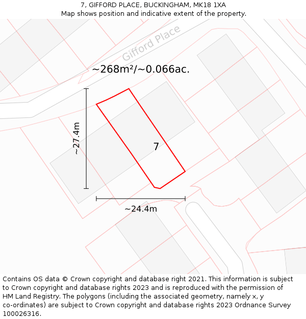 7, GIFFORD PLACE, BUCKINGHAM, MK18 1XA: Plot and title map