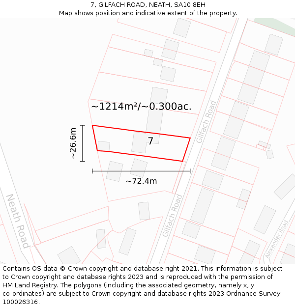 7, GILFACH ROAD, NEATH, SA10 8EH: Plot and title map