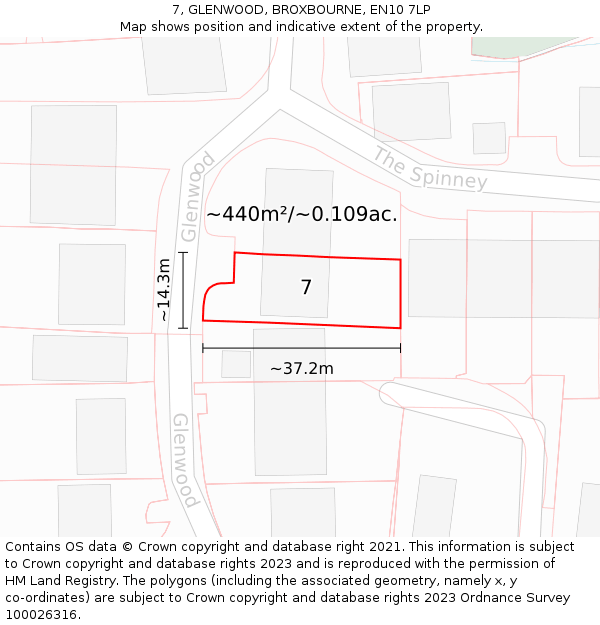 7, GLENWOOD, BROXBOURNE, EN10 7LP: Plot and title map