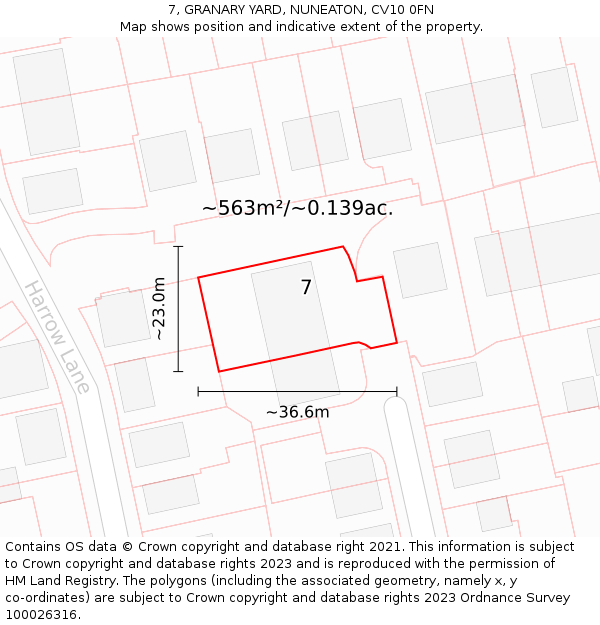 7, GRANARY YARD, NUNEATON, CV10 0FN: Plot and title map