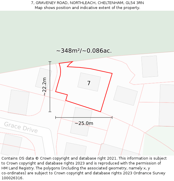 7, GRAVENEY ROAD, NORTHLEACH, CHELTENHAM, GL54 3RN: Plot and title map