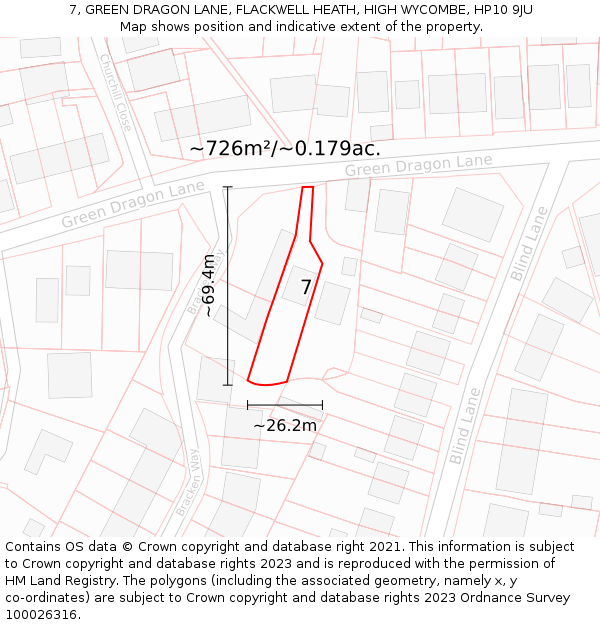 7, GREEN DRAGON LANE, FLACKWELL HEATH, HIGH WYCOMBE, HP10 9JU: Plot and title map