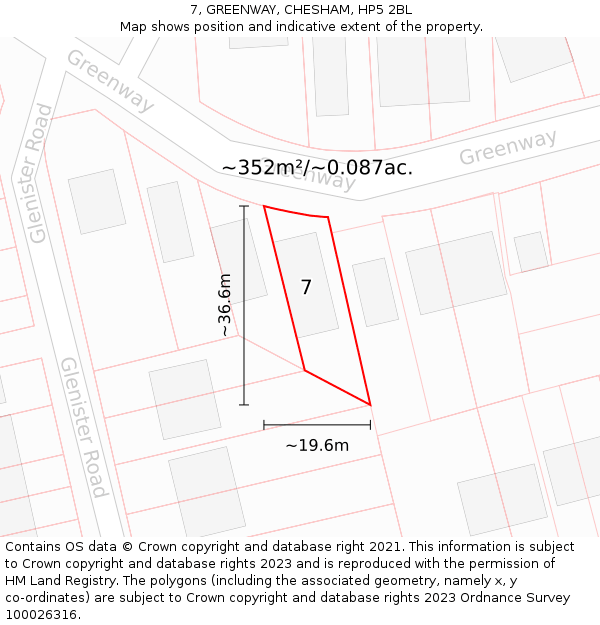 7, GREENWAY, CHESHAM, HP5 2BL: Plot and title map