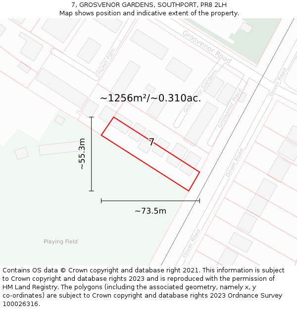 7, GROSVENOR GARDENS, SOUTHPORT, PR8 2LH: Plot and title map