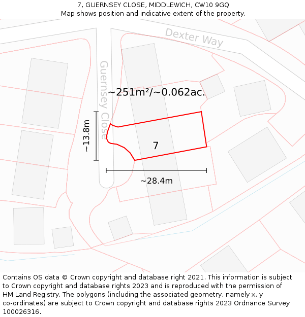 7, GUERNSEY CLOSE, MIDDLEWICH, CW10 9GQ: Plot and title map