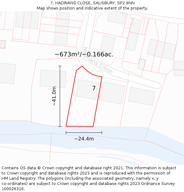 7, HADRIANS CLOSE, SALISBURY, SP2 9NN: Plot and title map