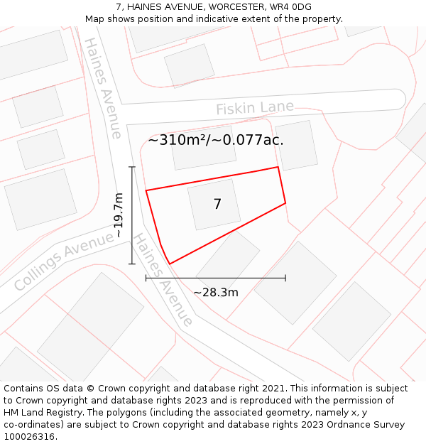 7, HAINES AVENUE, WORCESTER, WR4 0DG: Plot and title map