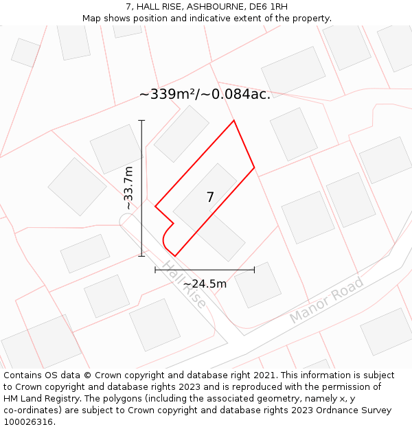 7, HALL RISE, ASHBOURNE, DE6 1RH: Plot and title map