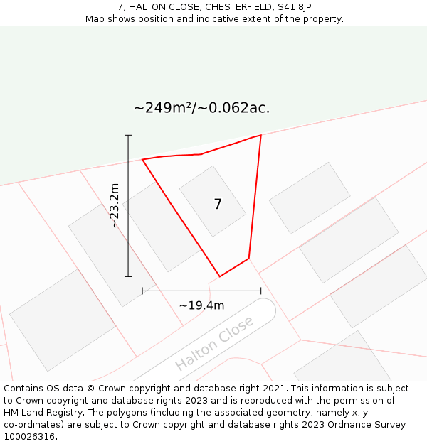 7, HALTON CLOSE, CHESTERFIELD, S41 8JP: Plot and title map