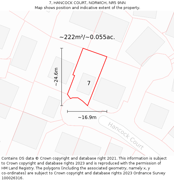 7, HANCOCK COURT, NORWICH, NR5 9NN: Plot and title map
