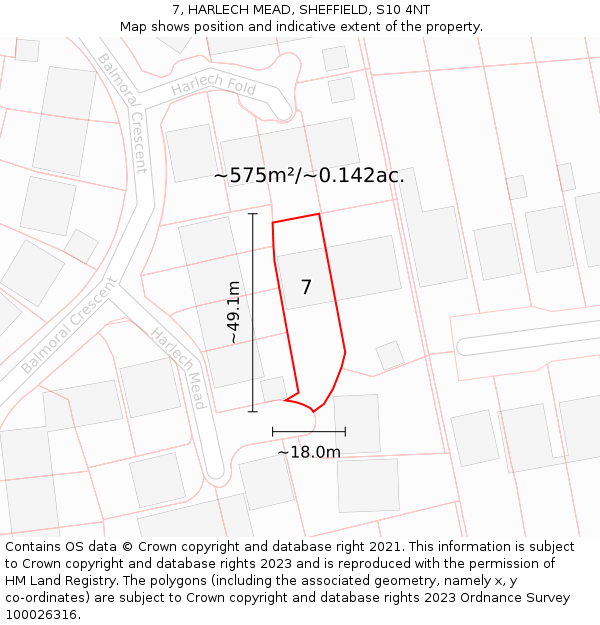 7, HARLECH MEAD, SHEFFIELD, S10 4NT: Plot and title map
