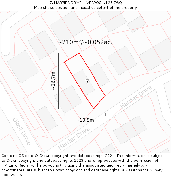 7, HARRIER DRIVE, LIVERPOOL, L26 7WQ: Plot and title map