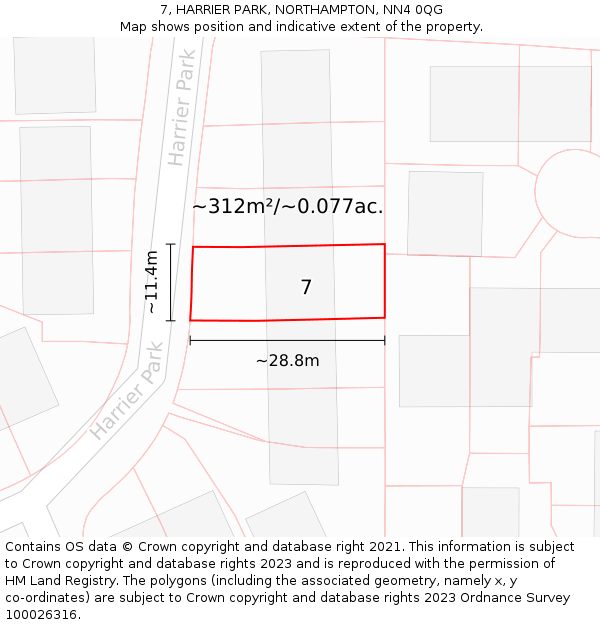 7, HARRIER PARK, NORTHAMPTON, NN4 0QG: Plot and title map