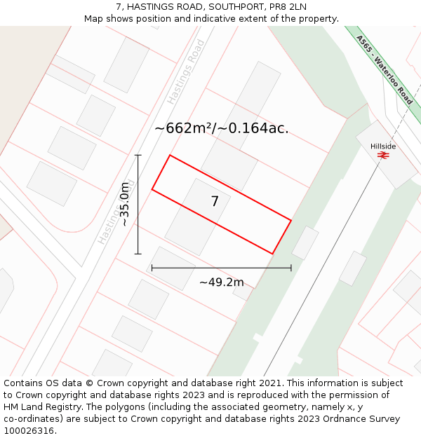 7, HASTINGS ROAD, SOUTHPORT, PR8 2LN: Plot and title map