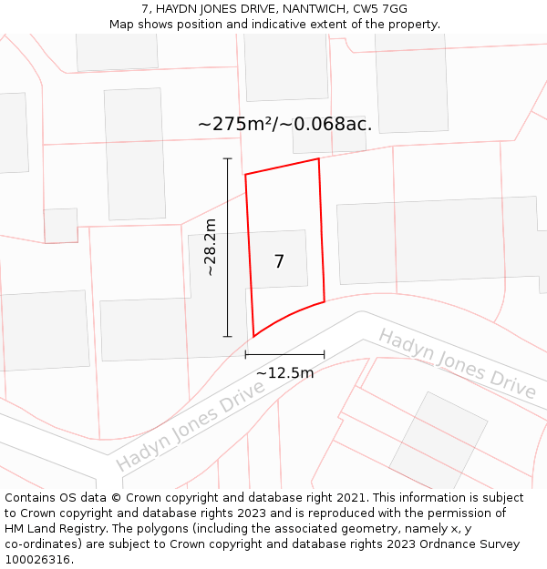 7, HAYDN JONES DRIVE, NANTWICH, CW5 7GG: Plot and title map