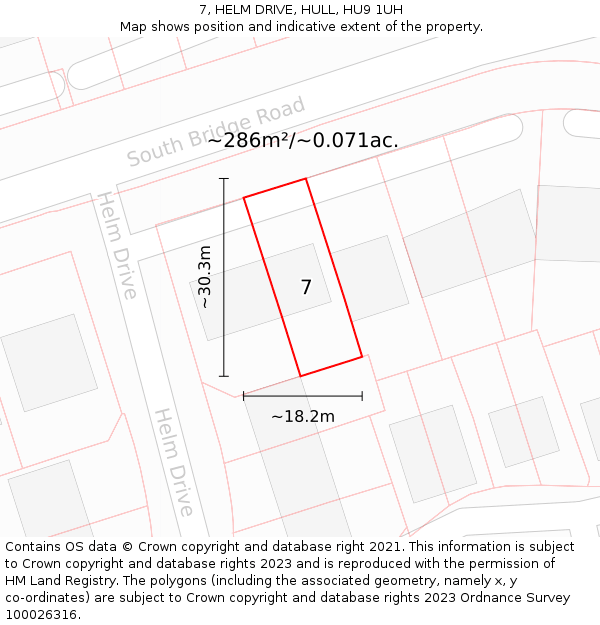 7, HELM DRIVE, HULL, HU9 1UH: Plot and title map