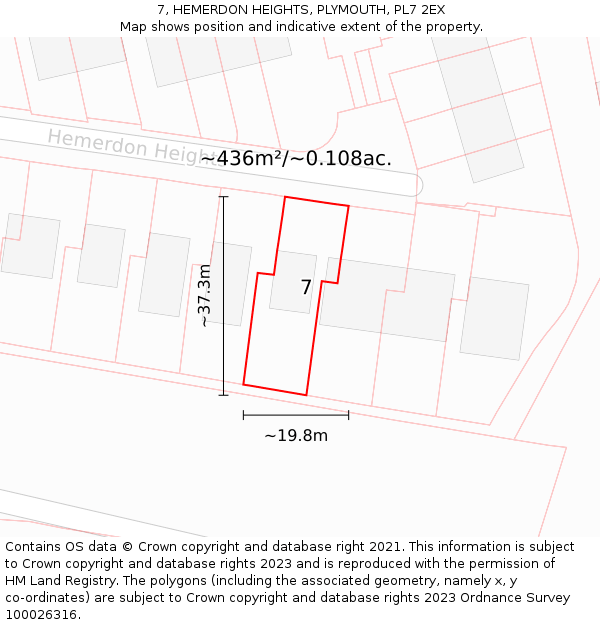 7, HEMERDON HEIGHTS, PLYMOUTH, PL7 2EX: Plot and title map