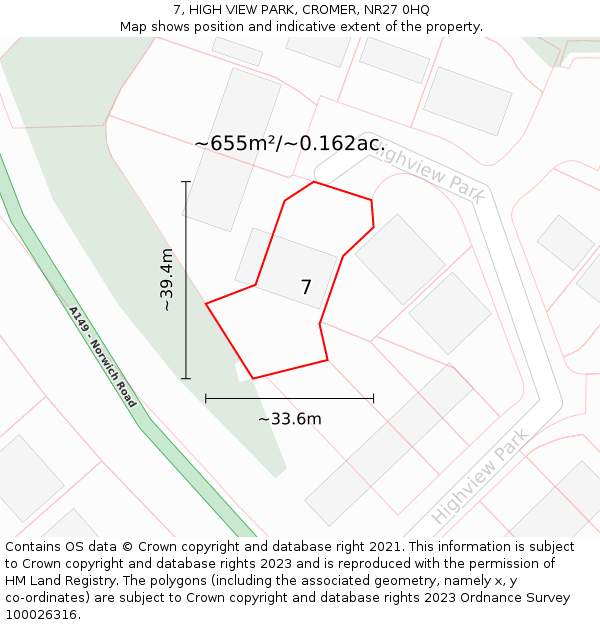 7, HIGH VIEW PARK, CROMER, NR27 0HQ: Plot and title map