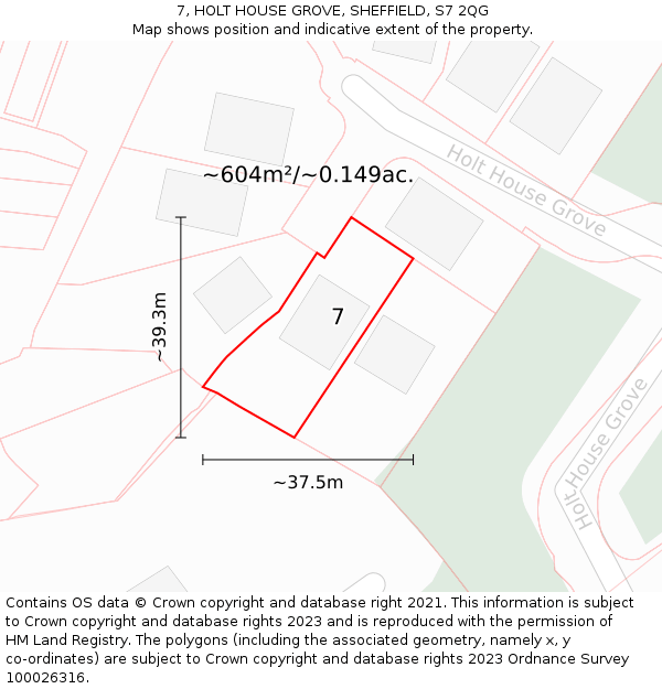 7, HOLT HOUSE GROVE, SHEFFIELD, S7 2QG: Plot and title map