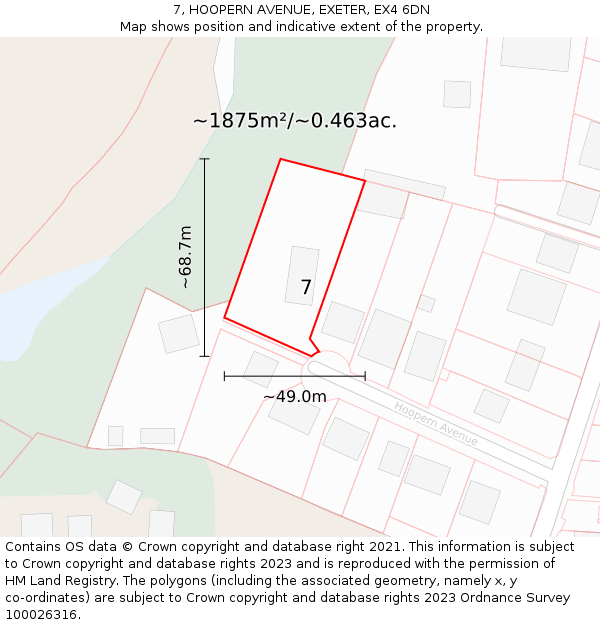 7, HOOPERN AVENUE, EXETER, EX4 6DN: Plot and title map