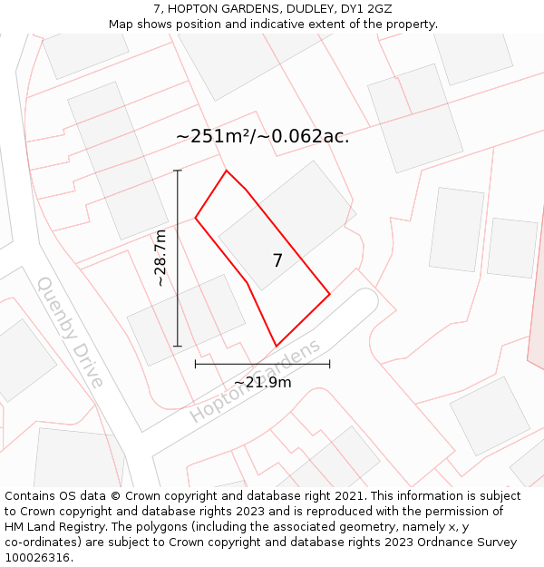 7, HOPTON GARDENS, DUDLEY, DY1 2GZ: Plot and title map