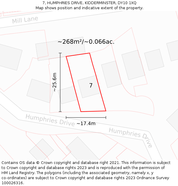 7, HUMPHRIES DRIVE, KIDDERMINSTER, DY10 1XQ: Plot and title map