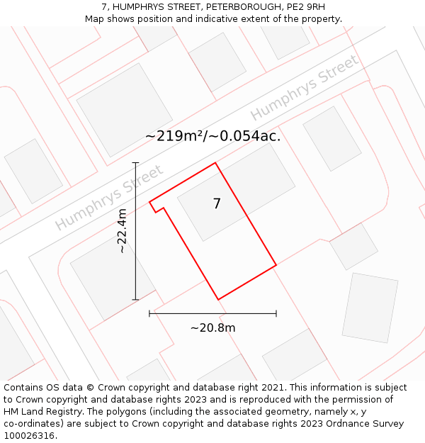 7, HUMPHRYS STREET, PETERBOROUGH, PE2 9RH: Plot and title map
