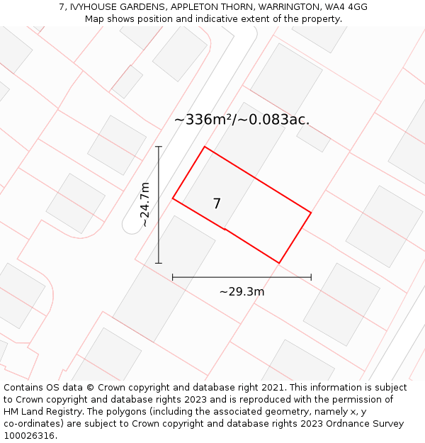 7, IVYHOUSE GARDENS, APPLETON THORN, WARRINGTON, WA4 4GG: Plot and title map