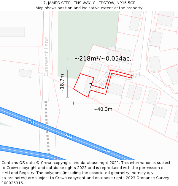 7, JAMES STEPHENS WAY, CHEPSTOW, NP16 5GE: Plot and title map