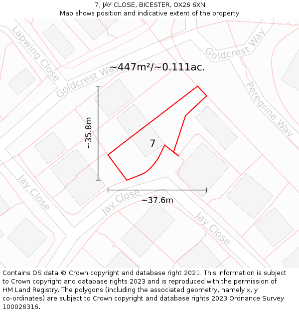 7, JAY CLOSE, BICESTER, OX26 6XN: Plot and title map