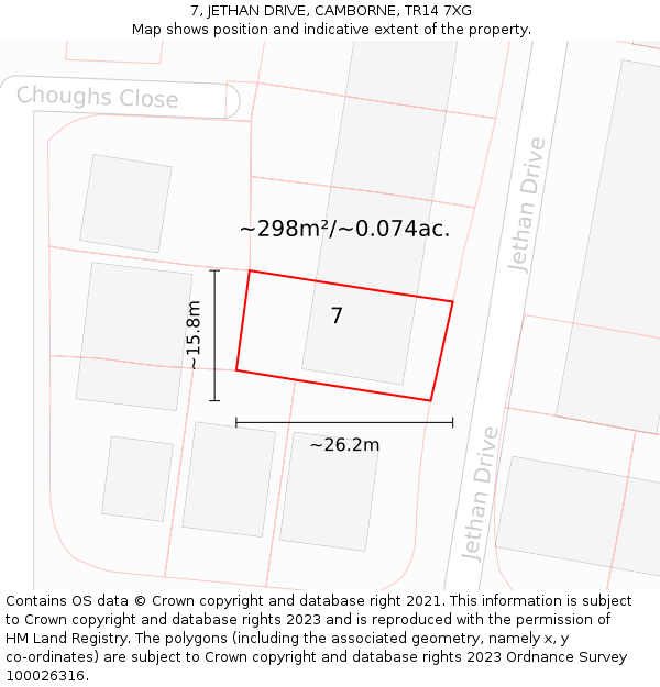 7, JETHAN DRIVE, CAMBORNE, TR14 7XG: Plot and title map