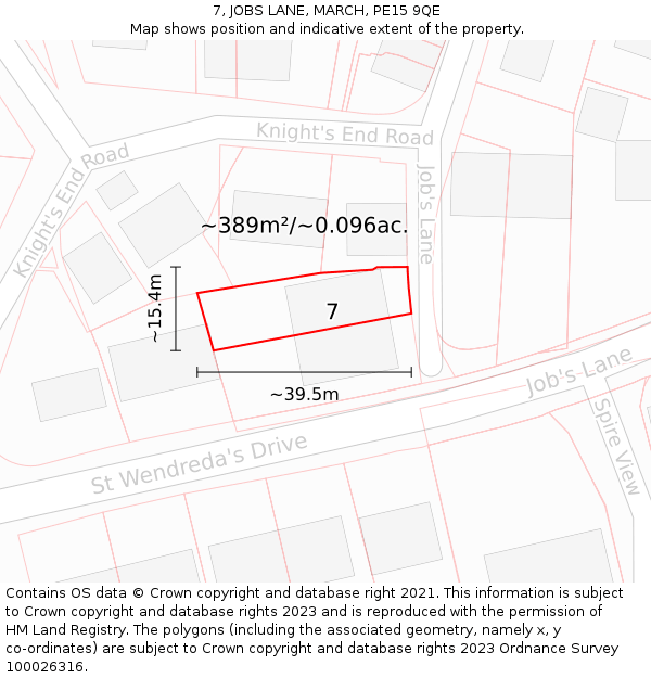 7, JOBS LANE, MARCH, PE15 9QE: Plot and title map