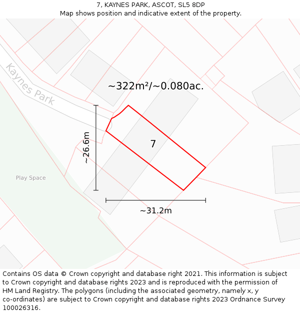 7, KAYNES PARK, ASCOT, SL5 8DP: Plot and title map