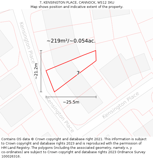 7, KENSINGTON PLACE, CANNOCK, WS12 3XU: Plot and title map