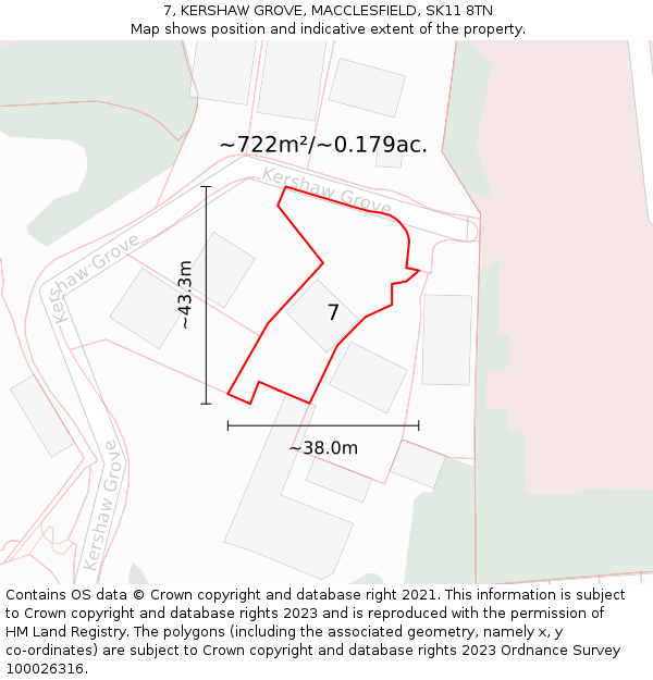 7, KERSHAW GROVE, MACCLESFIELD, SK11 8TN: Plot and title map