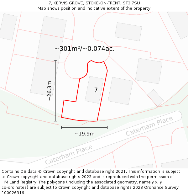 7, KERVIS GROVE, STOKE-ON-TRENT, ST3 7SU: Plot and title map