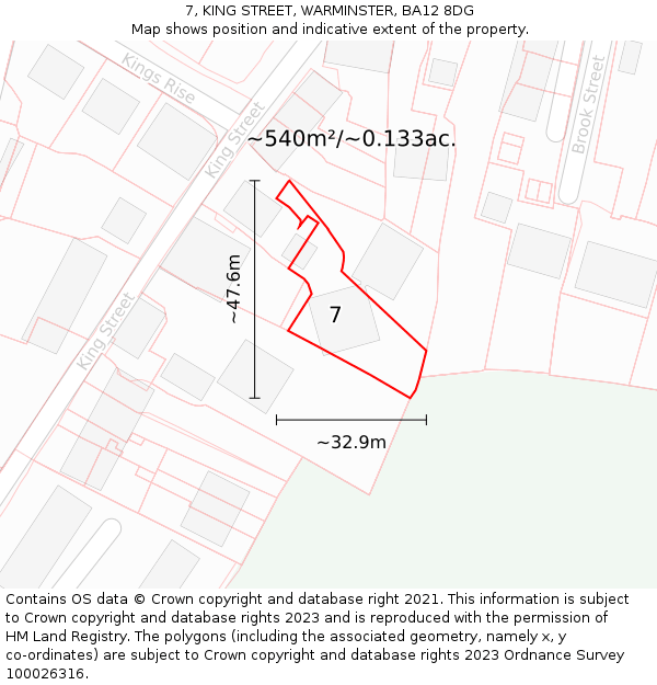 7, KING STREET, WARMINSTER, BA12 8DG: Plot and title map