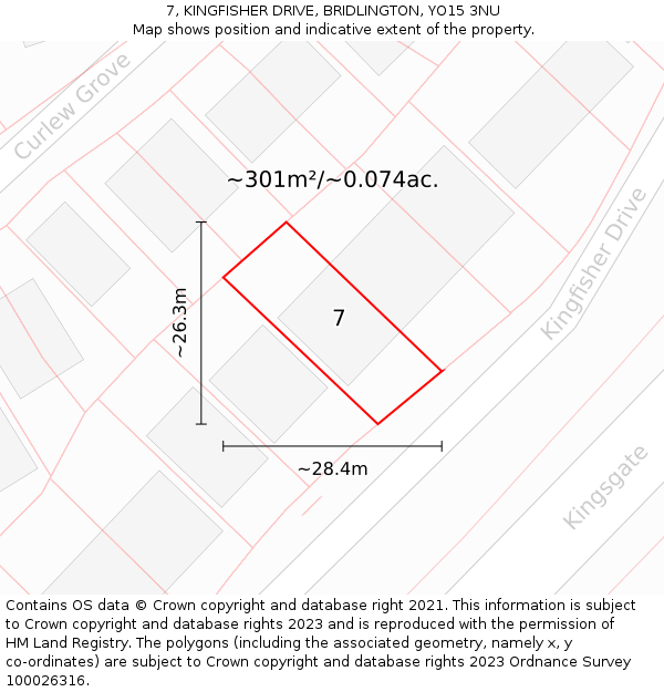 7, KINGFISHER DRIVE, BRIDLINGTON, YO15 3NU: Plot and title map