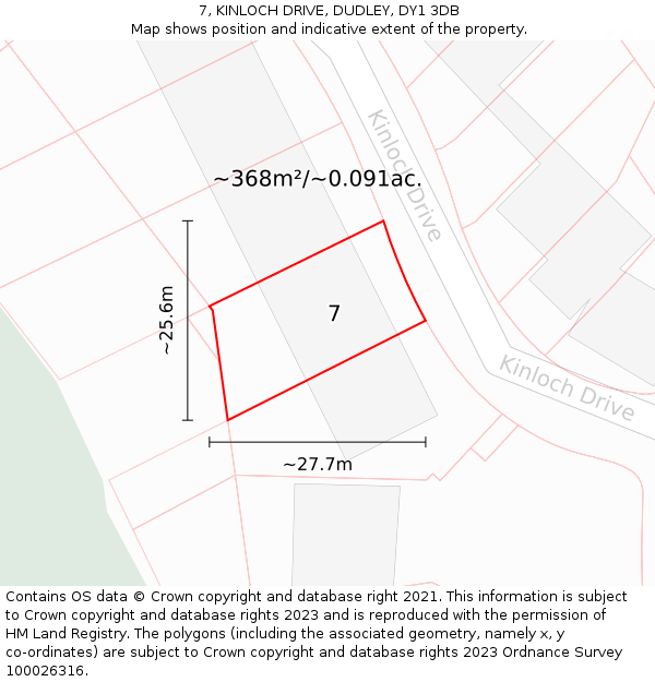 7, KINLOCH DRIVE, DUDLEY, DY1 3DB: Plot and title map