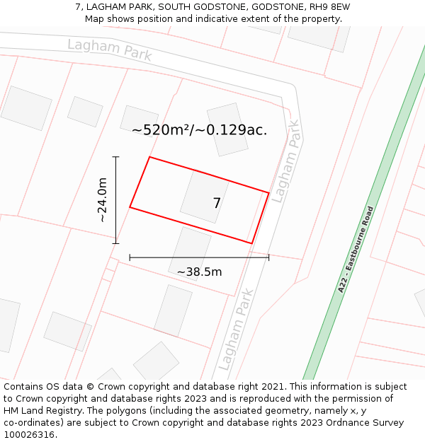 7, LAGHAM PARK, SOUTH GODSTONE, GODSTONE, RH9 8EW: Plot and title map