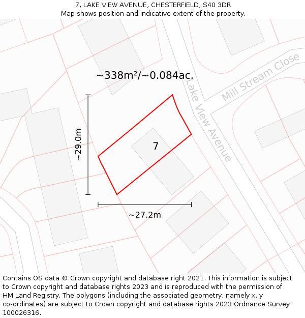 7, LAKE VIEW AVENUE, CHESTERFIELD, S40 3DR: Plot and title map