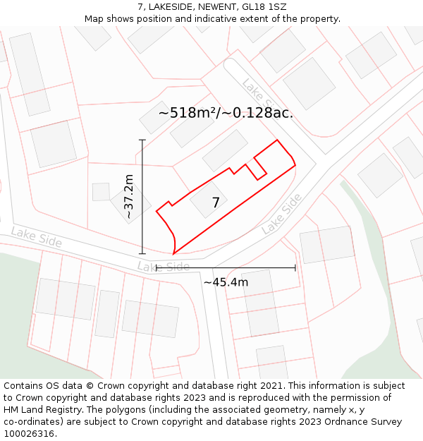 7, LAKESIDE, NEWENT, GL18 1SZ: Plot and title map