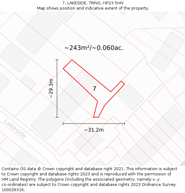 7, LAKESIDE, TRING, HP23 5HN: Plot and title map